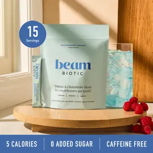 Beam Biotic Superblend — 15 Single-Serve Sticks for Gut Health & Bloating Support (Mixed Berry, Blue Raspberry & Citrus Lemonade, Pre + Pro + Postbiotics + Glutathione)