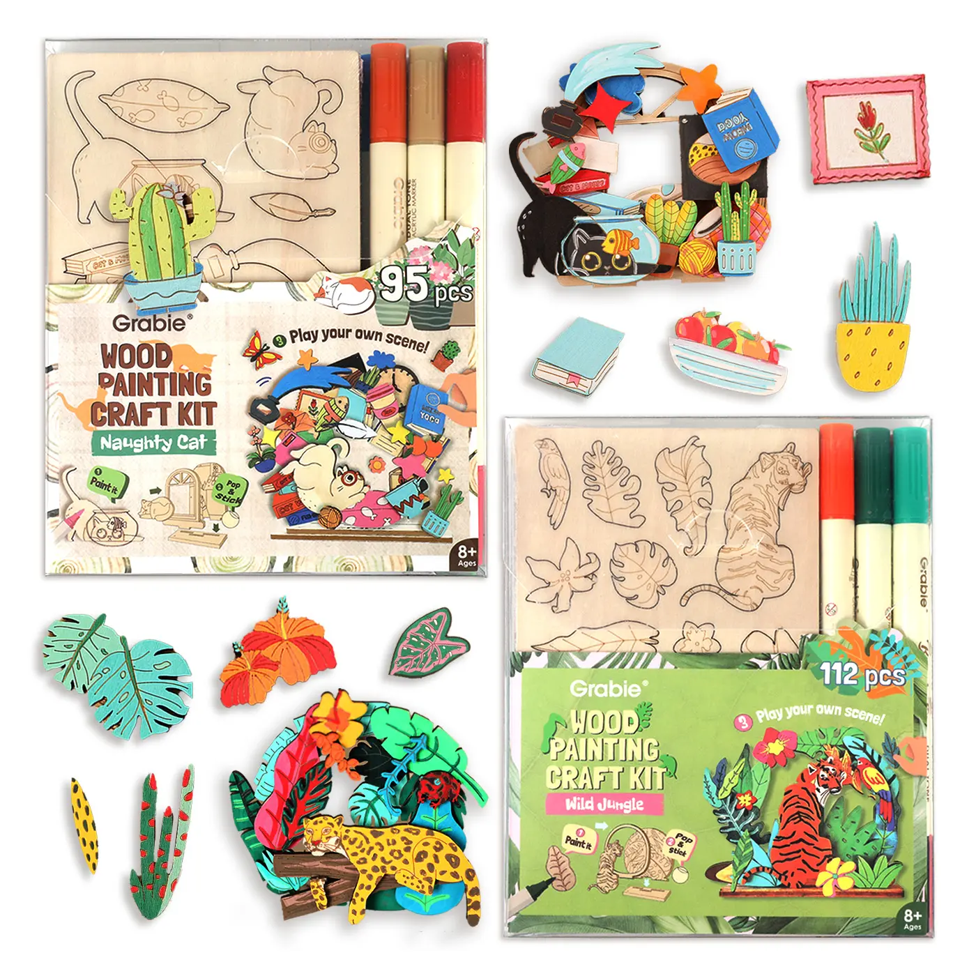 Grabie Wood Painting Art Craft Kit - Complete Handcraft Set with Crafting Tools, DIY Gift for Handcraft Enthusiasts, Art Craft Kits, Back to School, Class Reward Gift Idea