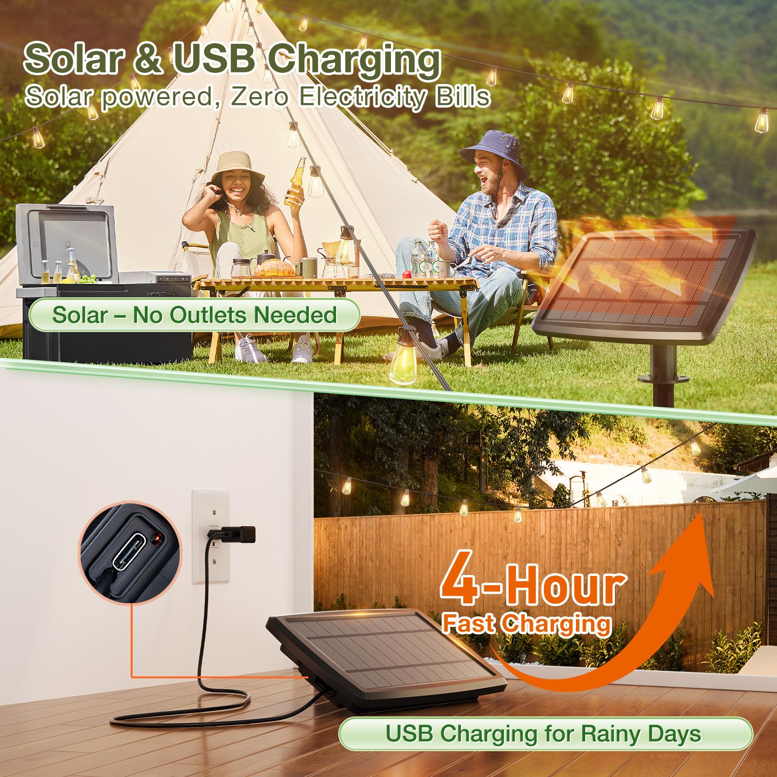 200/150/100/50ft Solar LED String Lights Waterproof - ST38 Shatterproof Edison Bulbs, Dimmable, Dusk to Dawn, 4400mAh Solar Powered Indoor/Outdoor Lighting for Garden, Porch, Patio, Balcony, Camping, Backyard, Party & Holiday