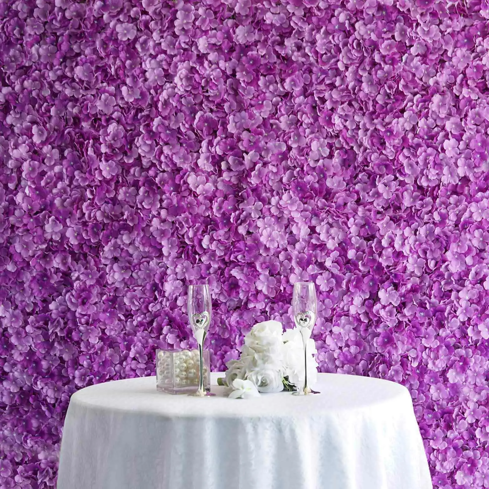 Lifelike Artificial Hydrangea Flower Wall Mat Backdrop - 4 Panels, 11 Sq ft, Purple, UV Protected, Artificial Flowers, Decoration Items, Home Decor Accessory, Ornaments, Lifelike Artificial Flower