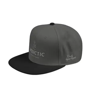 Addictic Logo Embroidered Snapback Hat - Flat Brim, Flat Bill, Light Grey Cap, Flat Bill Hats, Light Grey Hats