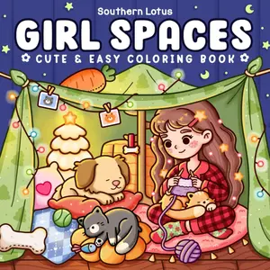 Girl Spaces: Coloring Book for Adults and Teens Featuring Cozy Moments and Girly Things, Cute Drawings for Relaxation and Stress Relief (Cute & Easy Coloring)