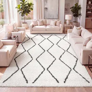 JONATHAN Y Catala Moroccan Diamond Shag Indoor Area Rug; for Living Room, Kitchen, Bedroom, Dining Room, Office