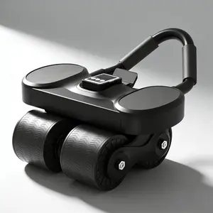 Auto Rebound Ab Roller With Timer Knee Pad Anti Slip Elbow Support Core Trainer Home Gym Workout Gear For Adults Beginners