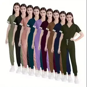 A New Type of Colored Short Sleeved Nurse Uniform Set Suitable for Postpartum Centers and Postpartum Confinement Centers Is A Work Uniform for ICU Doctors Nurses and SPA Center Staff