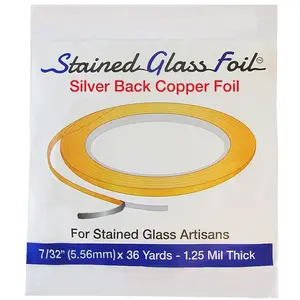Stained Glass Foil 7/32" x 36Yds.Copper Foil Silver Back Tape for Glass
