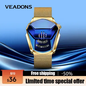 VEADONS Luxury Mens Racing Sport Watch Multifunction Chronograph Waterproof Stainless Steel Quartz Wristwatch Casual Business Style Perfect Gift for Him Limited Time Special Offer Free Shipping
