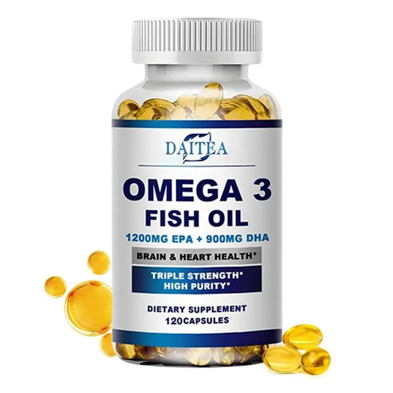 Daitea Triple Omega-3 Fish Oil Health Supplement, Brain, Heart, Joint, Eye, Immune System Health, 120 Capsules