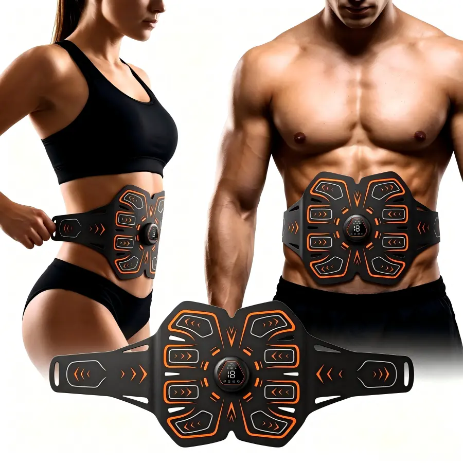 Adjustable EMS Ab Toning Belt Digital Screen Muscle Trainer Portable Waist Exercise Device for Summer Indoor Fitness Enthusiasts