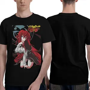 1pc 100% Cotton High School Anime Men's T-Shirt Dxd Rias Gremory Sleeve Anime Fan Gift in All Sizes Upper Garment Only