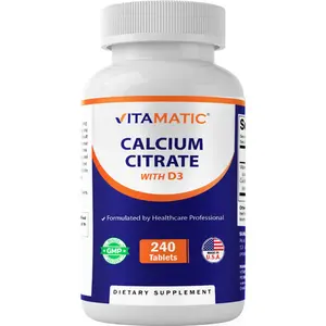 Vitamatic Calcium Citrate with Vitamin D3 – 240 Tablets – High Absorption Calcium Citrate with D3 – Non-GMO, Gluten-Free Vitamatic Calcium Citrate with Vitamin D3 – 240 Tablets – High Absorption Calcium Citrate with D3 – Non-GMO, Gluten-Free