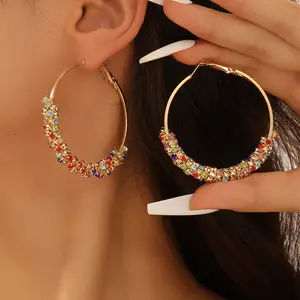 New colored diamond earrings temperament retro big earrings earrings new trendy design earrings women