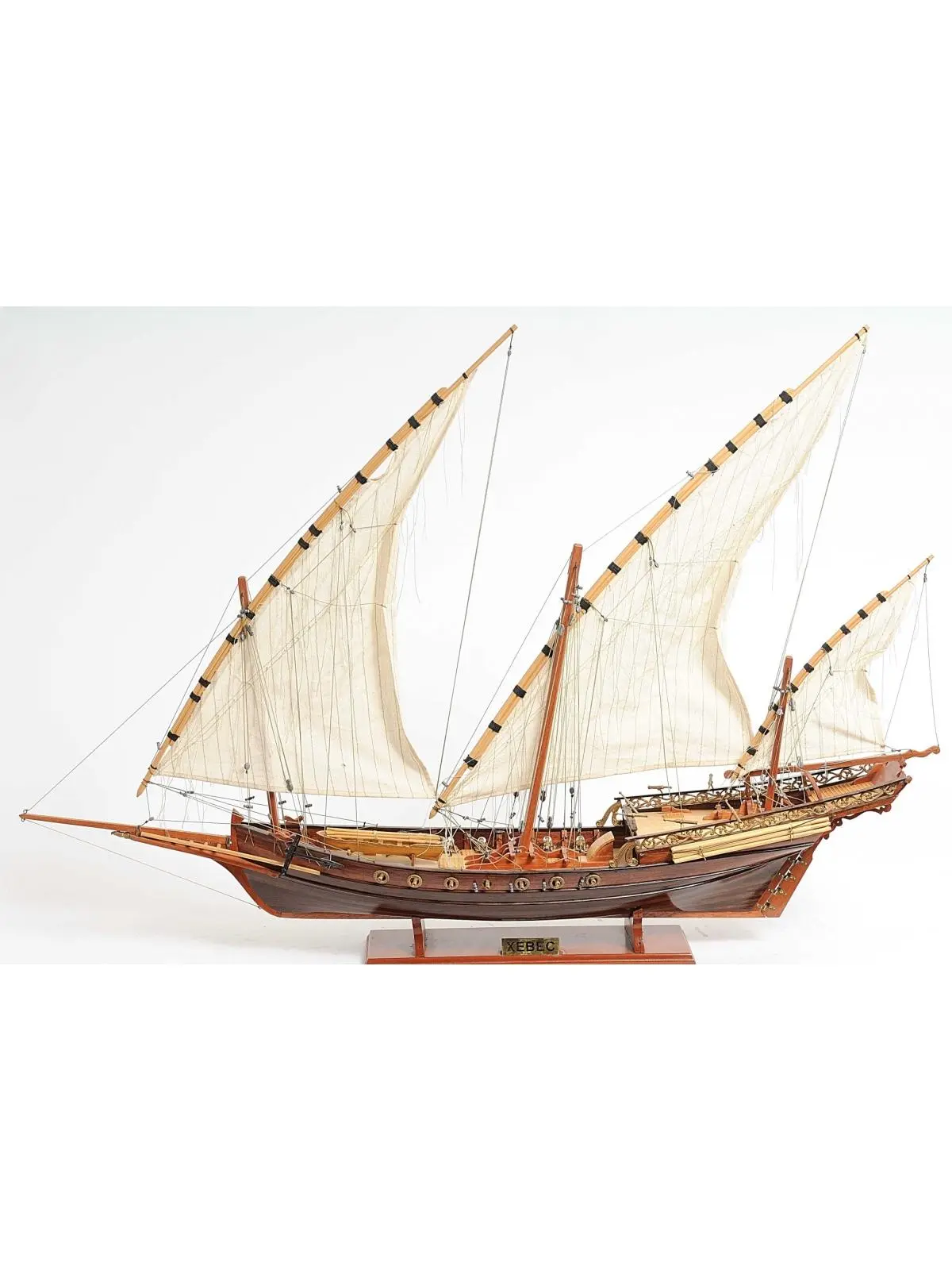 HomeRoots 364268 Classic Wooden Xebec Ship Model for Adults - 7 x 35 x 27 in.