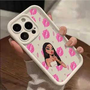 Fashionable young girl with pink lips Phone Case for iPhone 17 AIR 17 PRO 16 PRO 15  PRO MAX  14 PLUS 13 PRO 12 11 PRO XS MAX X XR Samsung Galaxy S25 Ultra S24 S23 S22 Plus Shockproof Protective Cover Full Protection Anti-Drop, Accessories, Smartphone