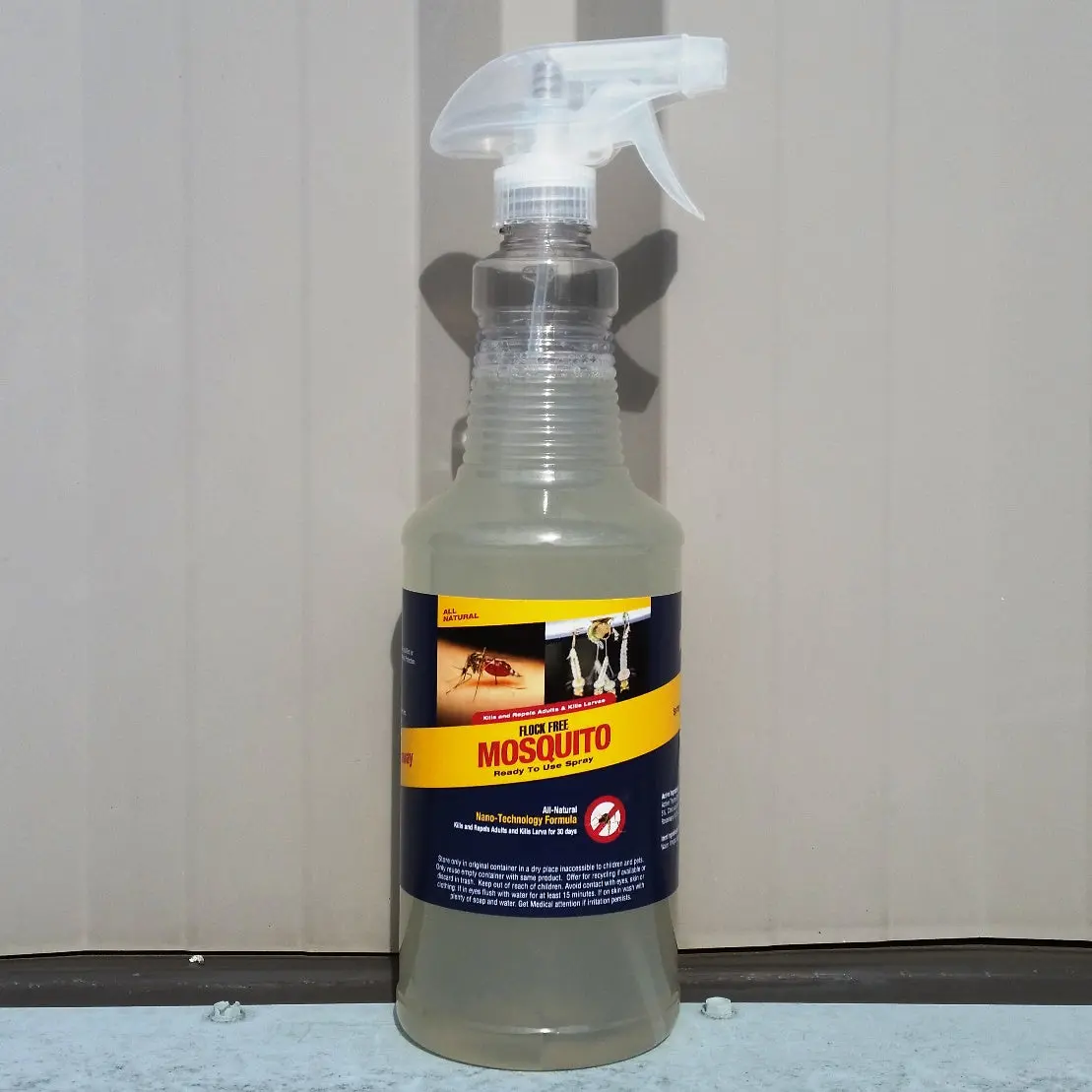Flock Free Natural Mosquito Control Ready-to-Use Spray 32oz Kills & Repels Adult Mosquitos Larvae & Ticks Safe for Kids Pets Long Lasting Nano-Tech Formula - Insect Killer