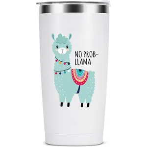 Llama Gifts for Women 20oz Coffee Tumbler Drink Cup - Very Funny Tumbler with lid and Straw - White Elephant Gifts Lama Cup Christmas Gift for Mom Sister Friend