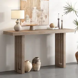 Oak Veneer Neutral Console Table
