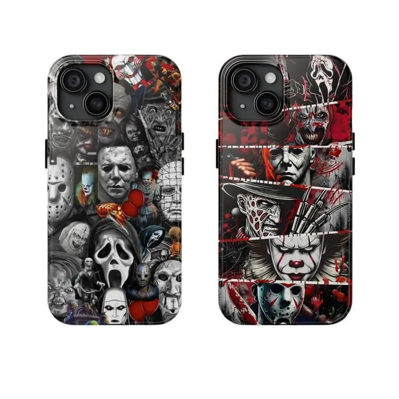 Horror Movie Halloween Smartphone Case - Durable TPU Shockproof Drop-Proof Scratch-Resistant Accessories for iPhone 17,16,15,14,13,12 (Pro Max, Pro Plus) & Samsung S25,S24,S23,S22
