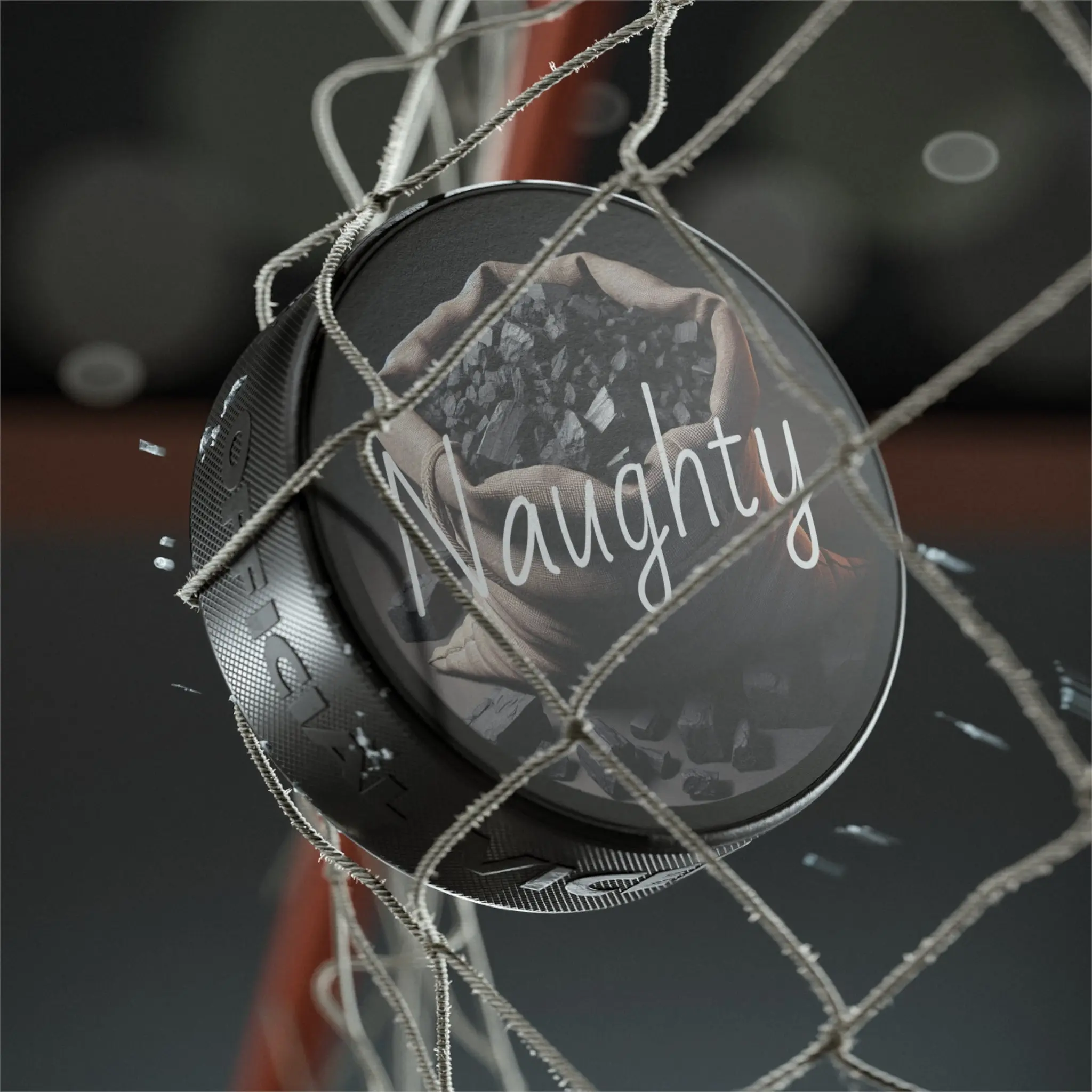 Printify Naughty List Hockey Puck – Unique Gag Gift for Fans
