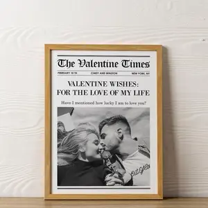 Valentines Day Couple Newspaper Sign, Valentine Newspaper, Valentine's Day Gift