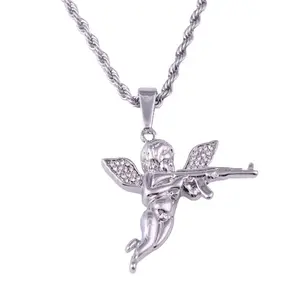 Classical Mens Angel Choker Pendant Necklace Alloy Unisex Jewelry