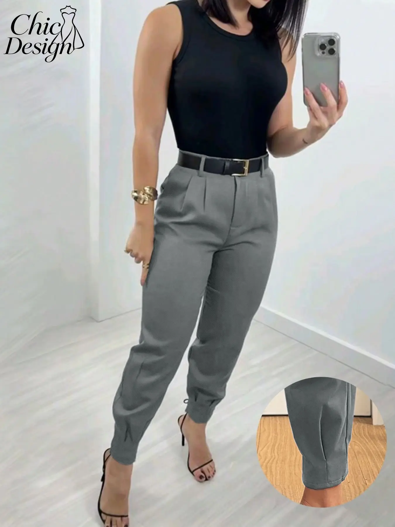 2026 Spring Summer European Style Casual High Rise Plain Loose High Waist Slimming Ankle Women's Suit Pants Bottoms, Fashionable and Versatile