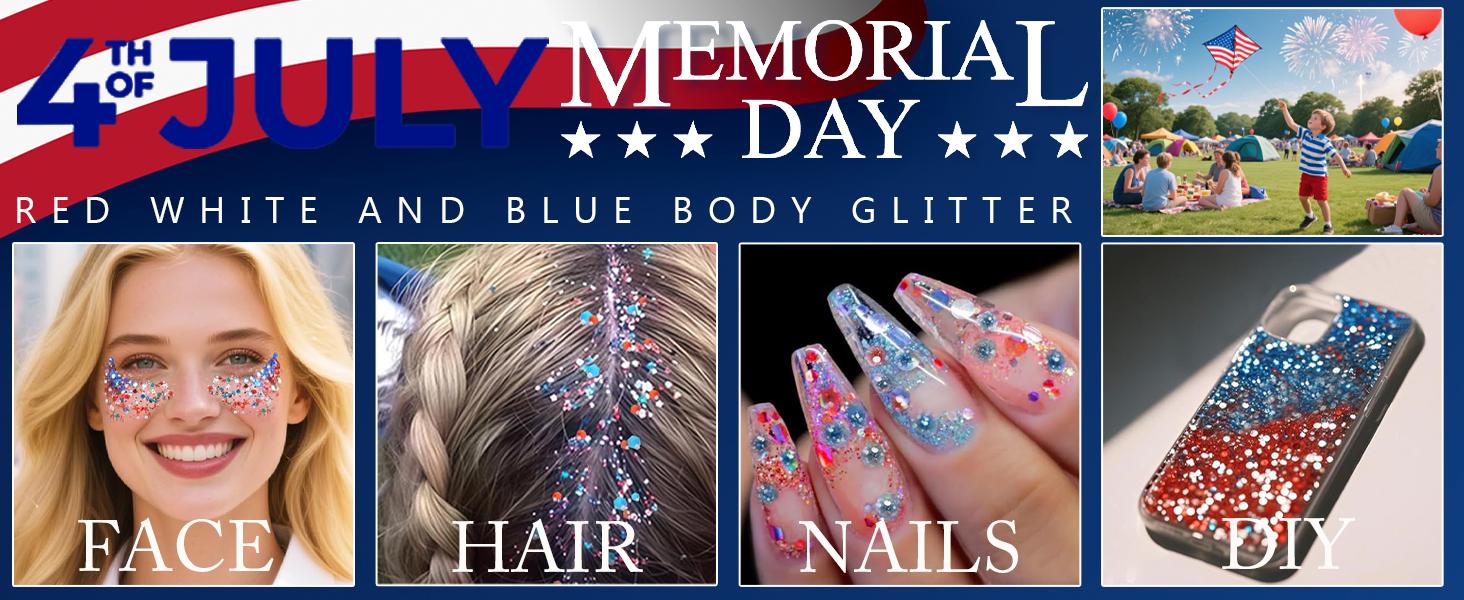 Red White and Blue Star Face Glitter Stick,Waterproof Body&Hair Glitter,Patriotic USA Flag Sparkle Stick for World Soccer Game Independence Day 250 Anniversary Makeup,Outfit Accessories for Kids, for Independence Day Party, Festival & Fun Holiday Look Red White and Blue Star Face Glitter Stick,Waterproof Body&Hair Glitter,Patriotic USA Flag Sparkle Stick for World Soccer Game Independence Day 250 Anniversary Makeup,Outfit Accessories for Kids, for Independence Day Party, Festival & Fun Holiday Look