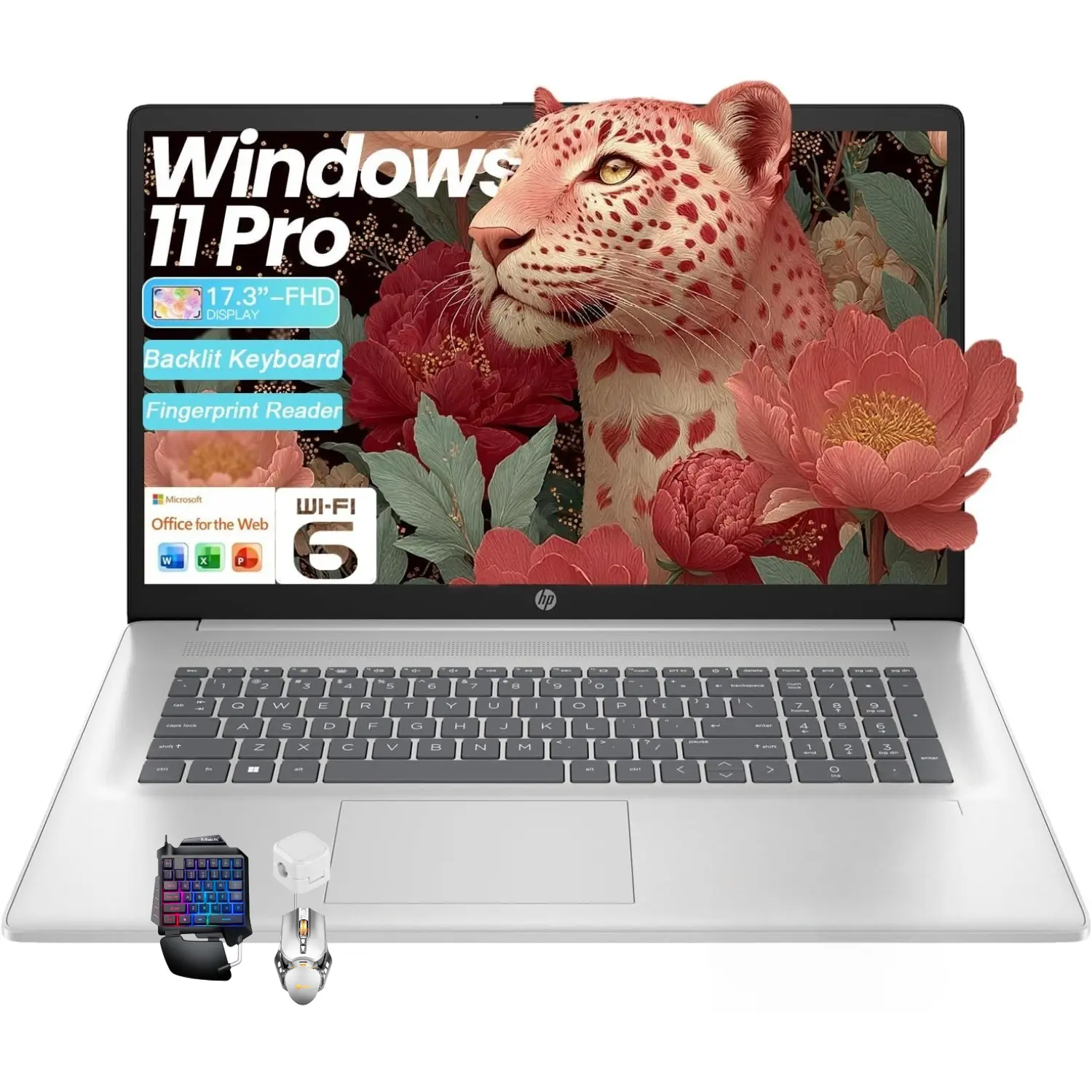 HP Essential Business Laptop, 17.3" FHD Display, Intel Core i5-1334U, up to 32GB RAM, 512GB SSD, Wi-Fi 6, Webcam, Backlit Keyboard, Windows 11 Pro, Silver, Bundle Accessory