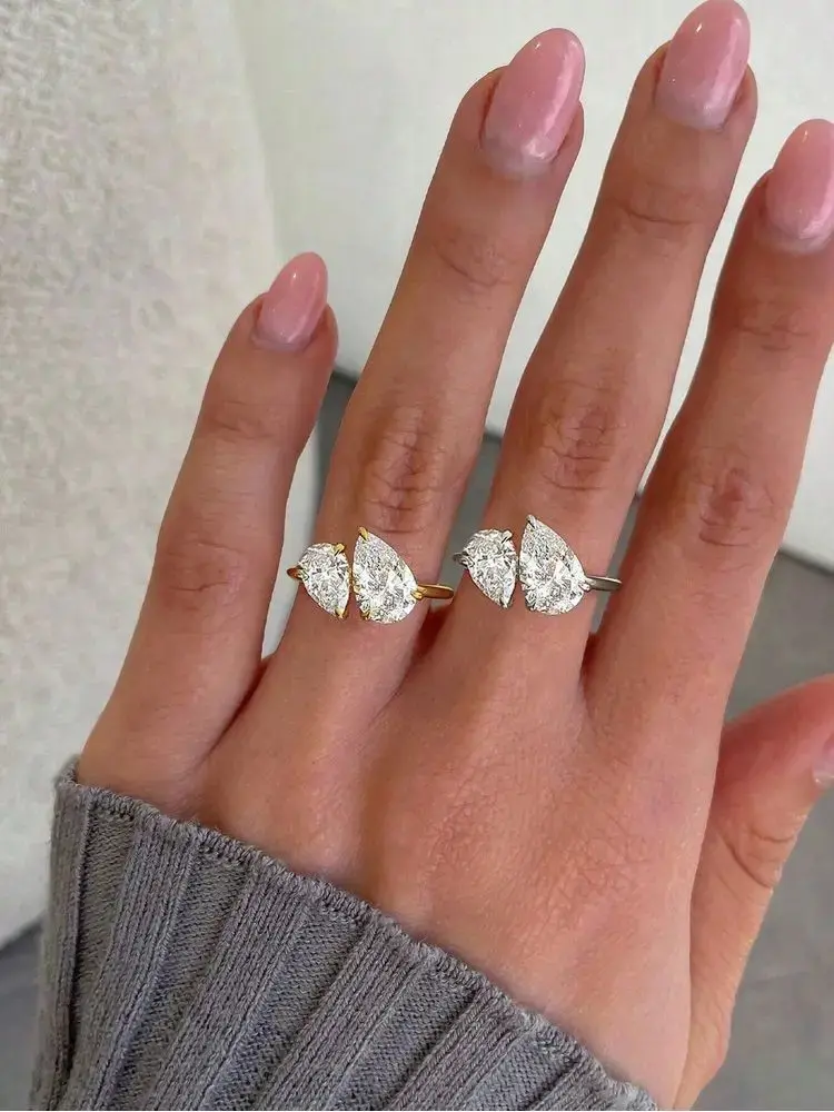 Women's CCGTC Certified 925 Stamp Teardrop Cubic Zirconia Ring - Lightweight & Comfortable Multi-Size Costume Jewelry, Ideal for Daily & Anniversary Wear, Certified (Ccgtc)