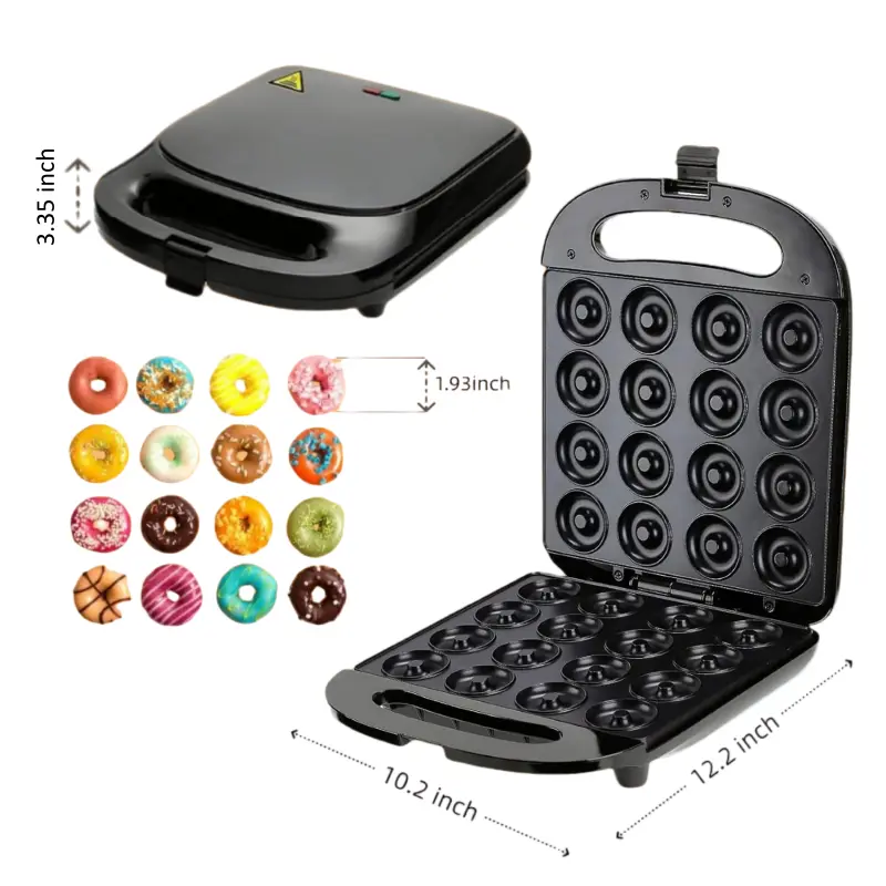 16-Hole Electric Donut Maker Home Appliance - Double-Sided Heating, Non-Stick Baking Pan, Easy Cleanup for Breakfast, Snacks, Home Appliances
