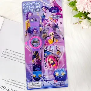 Kpop Cartoon Anime  Projection Watch 24 Pictures with two 3D Figurine Glowing Toy Holiday Gift Present Light-Up Plaything