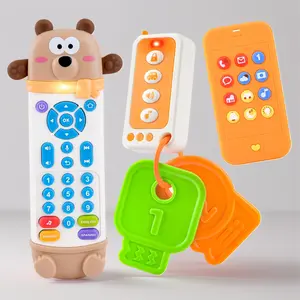 Baby Remote Control Toy with Phone Teether & Teething Keys & Car Remote, Remote Teether for Baby with Realistic Light and Sounds, Baby Musical Toys Gift for Boys Girls 6+ Months