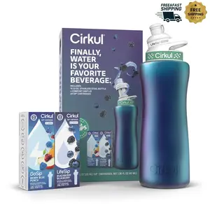 Cirkul 32oz Chameleon Stainless Steel Starter Kit &Teal & White Cirkul Lid 2.0