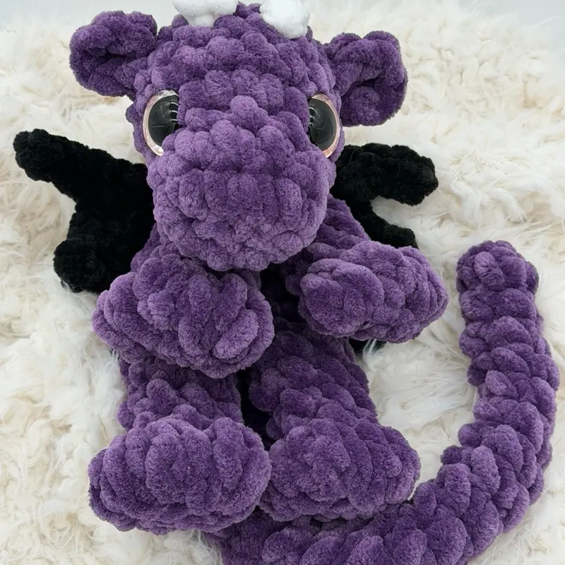 Crocheted Large Purple Lovey Dragon
