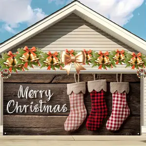 Christmas Garage Door Banner Outdoor Decoration, Party Decorations Banners, Large Fabric Gate Cover, Perfect for Holiday Wall Art, Photo Booths, Weddings, Parties