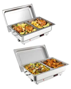 2 PACK Electric Chafing Dish Buffet Set 2 x 4.5 QT Buffet Servers and Warmers Digital Display Temperature Warming Tray Stainless Steel Food Warmer for Parties Weddings Caterings, 4.5Qt Size, Digital Temp