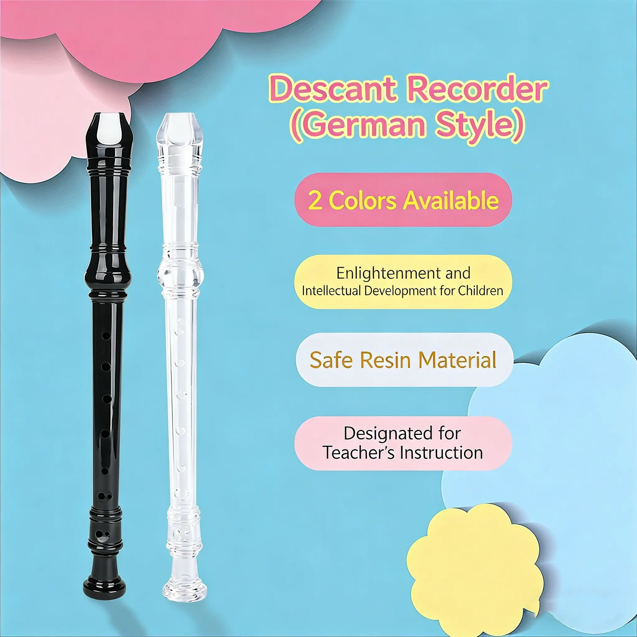 J35 G Key 8 Hole Flute Abs Plastic Flute with Cleaning Rod, Easy Play Wind Instrument, Suitable for Kids Adults School Teaching Daily Music Practice, Musical Instruments
