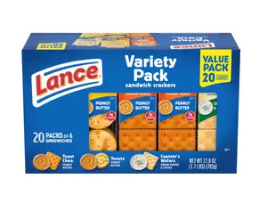 Sandwich Crackers, Variety Pack, 3 Flavors, 20 Individually Wrapped Packs, 6 Sandwiches Each