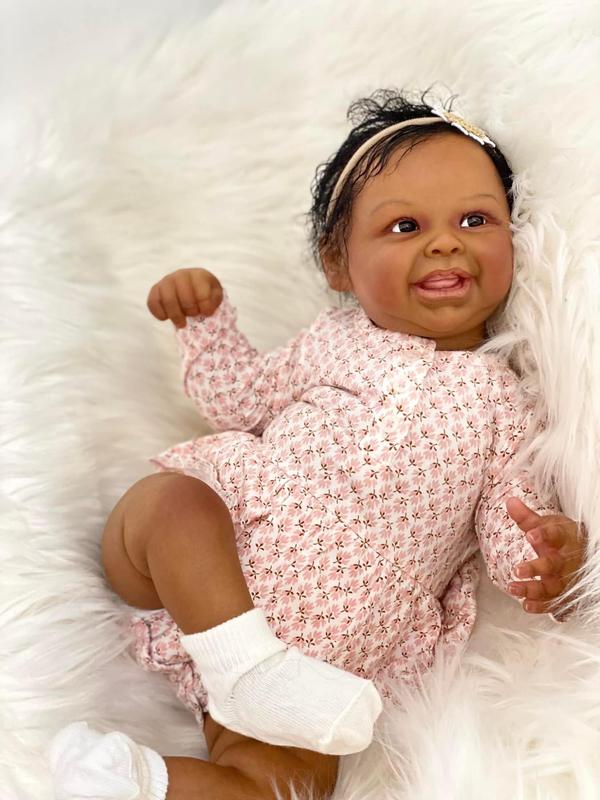 Reborn Baby Dolls Boy Black Biracial African American Realistic Newborn Baby Dolls Lifelike Ethnic Silicone Reborn Toddler Doll Toy Accessories Gift for Collection & Kids Age 3+