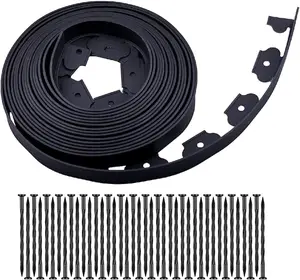 WOWCASE Garden edging，2 Inch Tall Landscape Edging Kit, Bonus Spiral Spikes, Black Plastic Lawn Edging for Landscaping, Yard, Flower Gardens Border