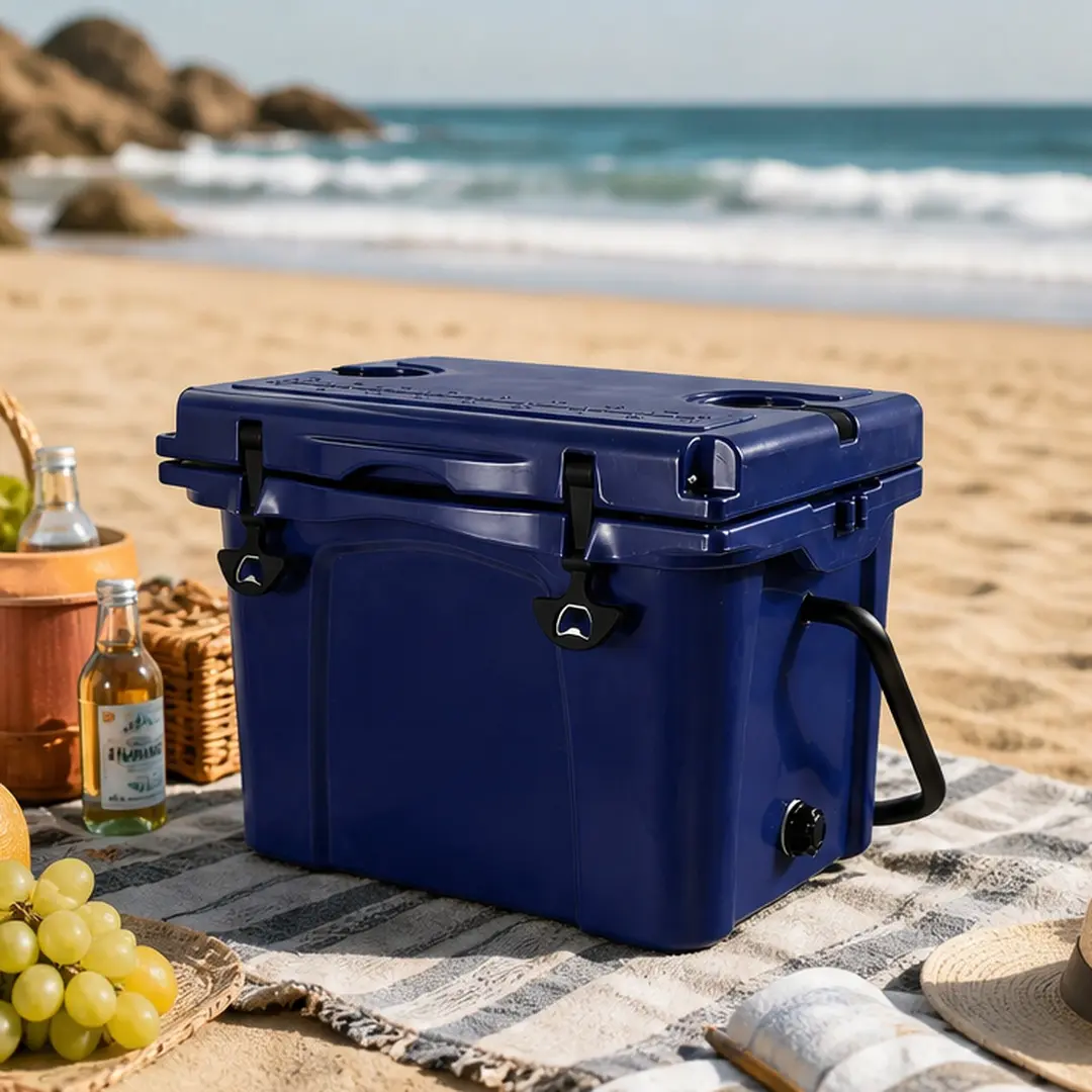 ARCH 25QT Portable Cooler Insulated Hard Cooler with Bottle Opener Cup Holder Forming Ruler 5-7 Day Ice Retention for Travel Beach Camping Fishing Outdoor Picnic Blue Grey Orange Turquoise Options, Blue/Grey/Orange/Turquoise Color Options