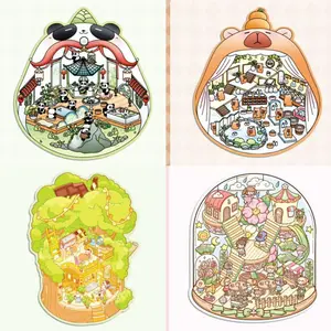 Miniature Scene DIY 3D House Sticker - Set of 4 for adults Kids, Make your own home/Store