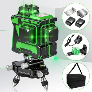 Professional 12 Line Green Laser Level Self Leveling Auto Leveling ≤3°, Waterproof & Dustproof Construction Laser Level, Standard 1/4 Inch Tripod Mount Compatible, Ideal for Building Renovation Tiling Flooring Wall Mounting Alignment Job Site Projects