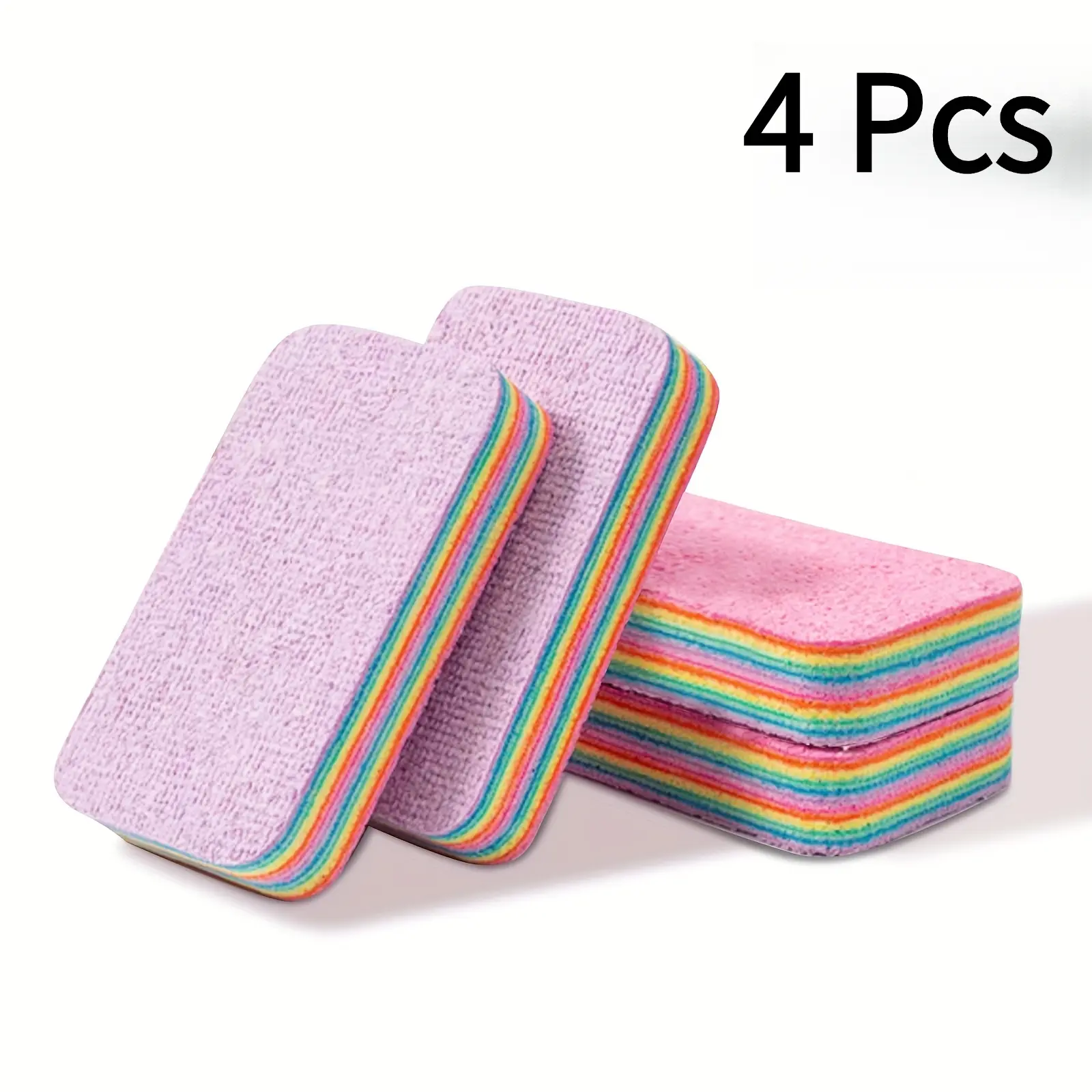 PVA Microfiber Sponges, 4-Pack with 4 Mixed Colors, 12-Layer Tearable Design, Multifunctional Compact Size, High Liquid Absorption Reusable Cloths for Kitchen Counter, Mirror Cleaning