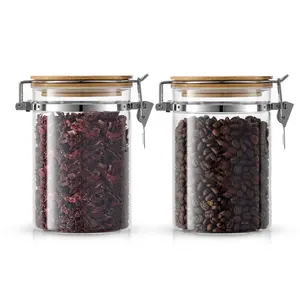 JoyJolt Set of 2 Glass Storage Jars with Bamboo Clamp Lids