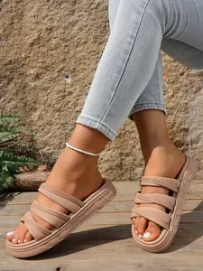 Unisex Summer Sandals, Soft Comfortable Slippers, Ideal for Casual Wear, Daily Use, PU Upper, Rubber Sole, All over Print, Beach Slippers