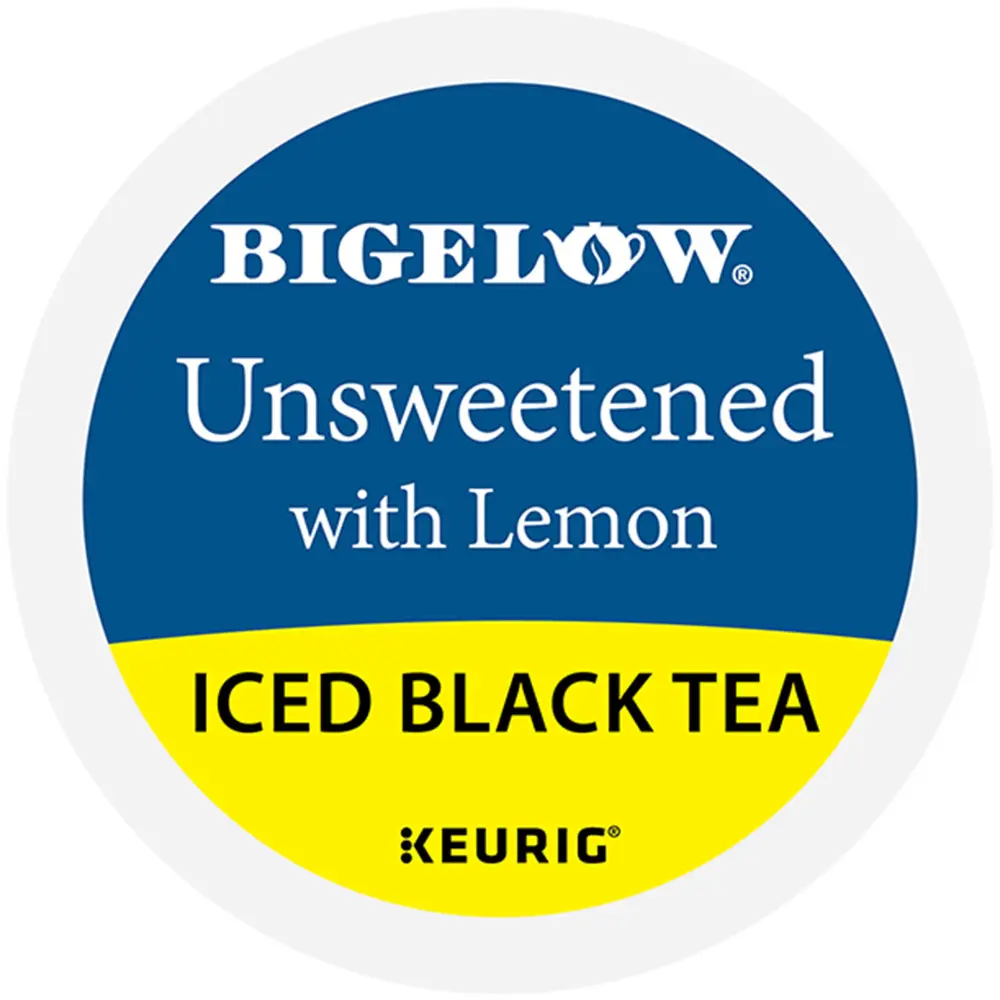 Bigelow Black Tea with Lemon Unsweetened Iced Tea - Keurig K-Cup Pods - Black Tea - Lemon Flavors - Single Serve Tea Drinks - High Box Count