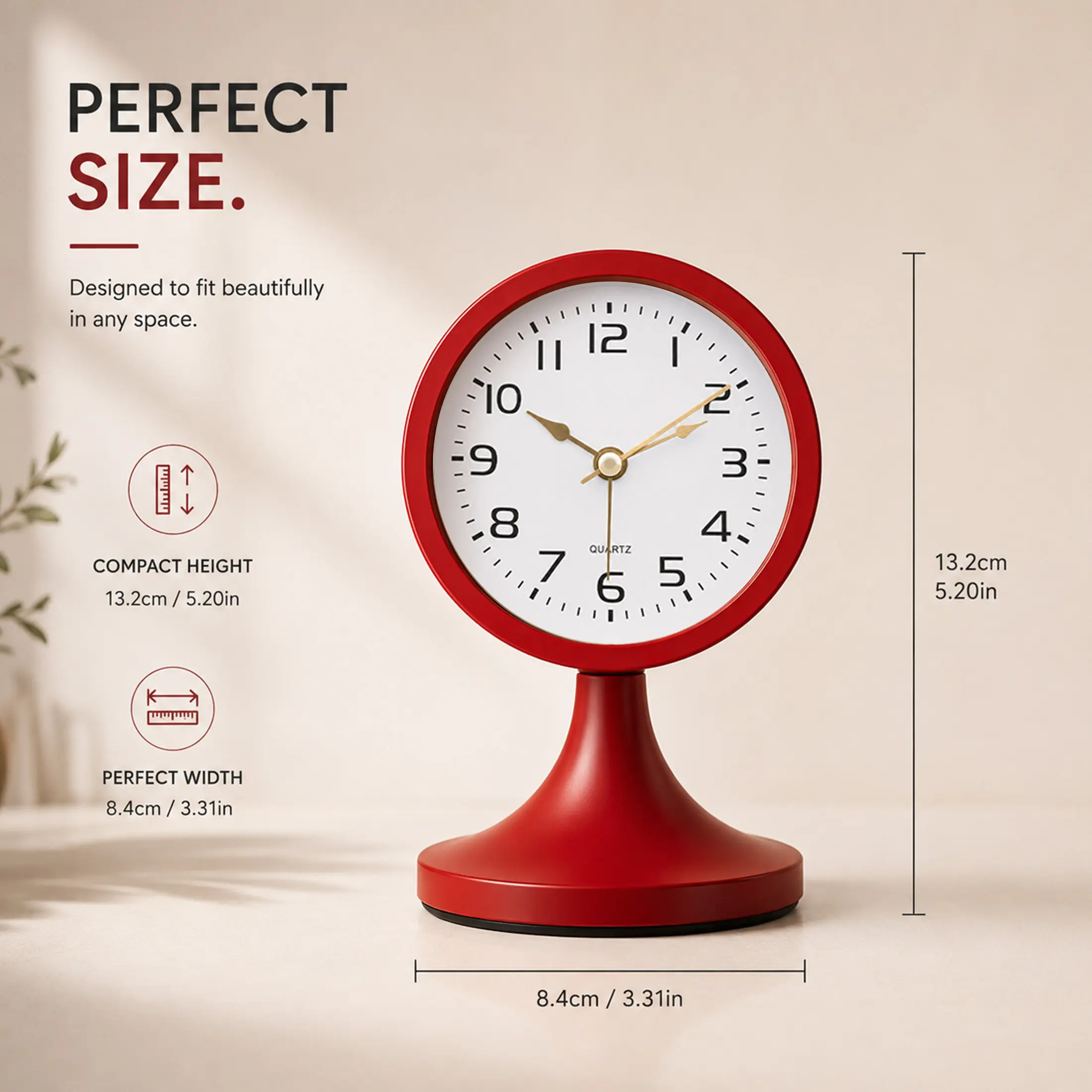 TIMESS Creative Decorative Analog Alarm Clock - Silent Alarm, Eye Care Night Light, Modern Home Supplies for Bedroom, Office Desk