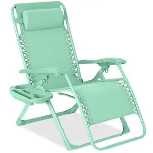 Best Choice Products Monochromatic Zero Gravity Chair, Folding Patio Recliner w/Side Tray, Headrest