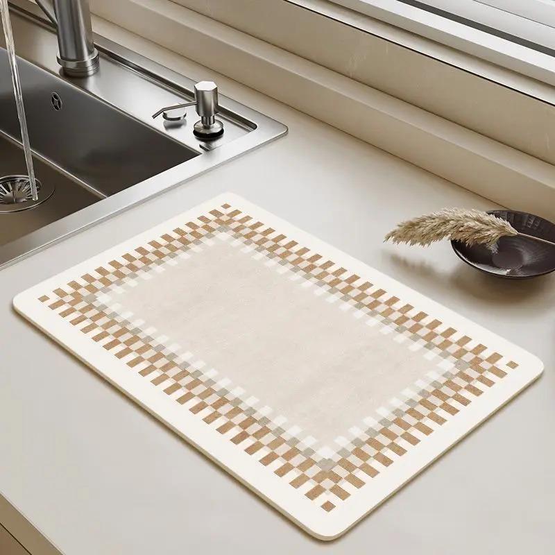 Absorbent Dish Drying Mat & Coffee Maker Mat for Kitchen Countertops - Multi-Use Coffee Bar Countertop Mat